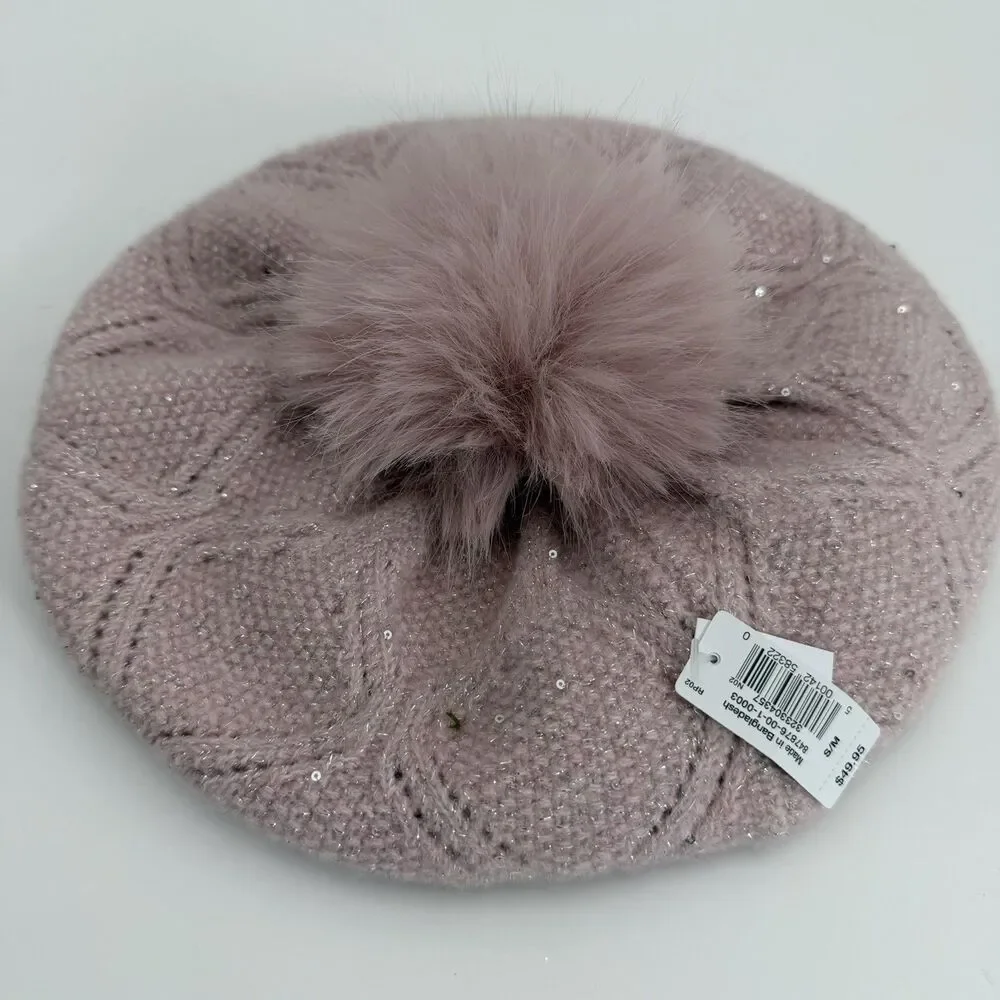 Gap Kids Pink Knit Puff Ball Beanie Hat NWT Youth Girls Size‎ L/XL